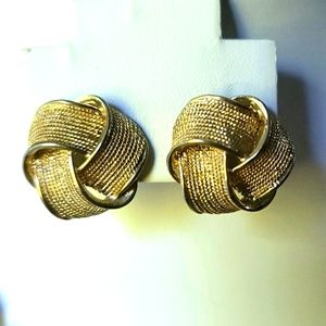 Fashion Gold-Toned Love Knot Stud Earrings